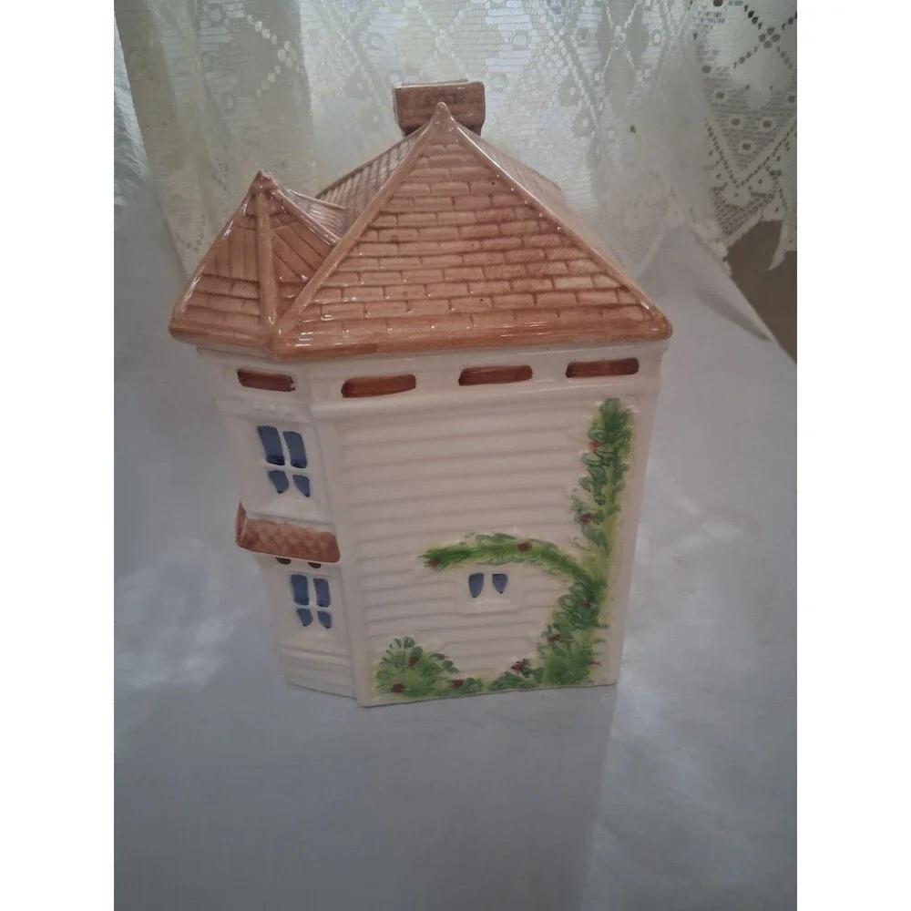 Vintage Avon Townhouse Ceramic Cookie Jar Victorian Cottage House Canister 1989